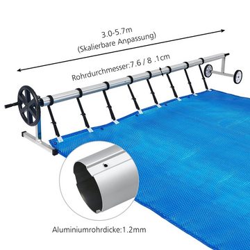 AUFUN Pool-Abdeckplane Pool Aufroller Premium Aufrollsystem 3m - 5,70m (für Solarplane mobiles Aufrollvorrichtung)