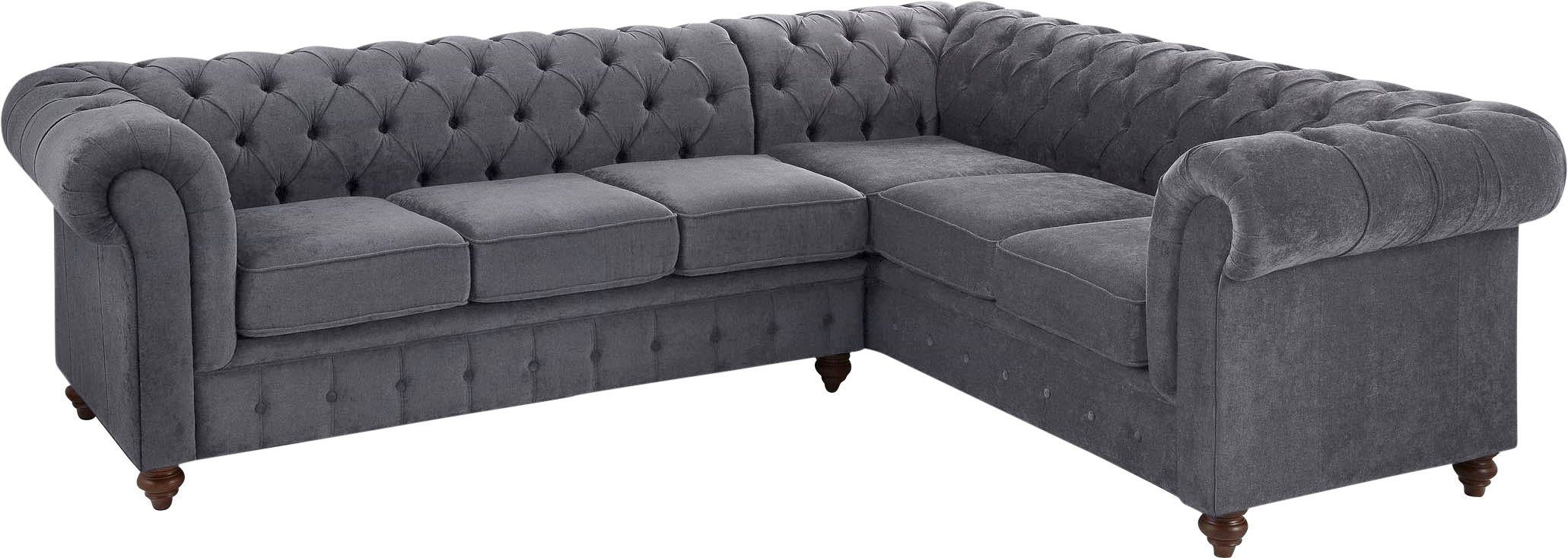 Home affaire Chesterfield-Sofa Chesterfield Ecksofa, auch in Leder L-Form, hochwertige Knopfheftung, langer Schenkel links oder rechts wählbar