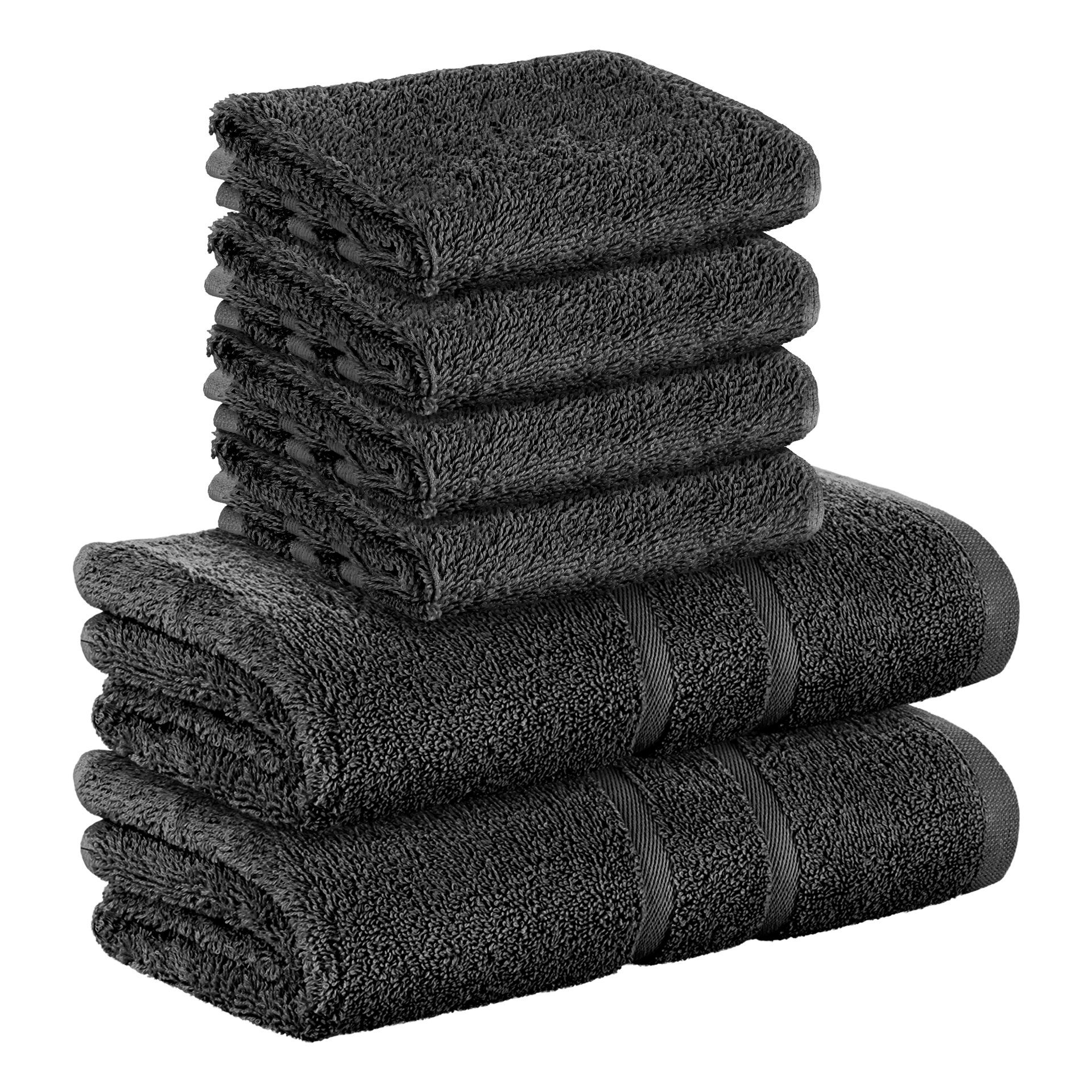StickandShine Handtuch Set 4x Gästehandtuch 2x Handtücher als SET in verschiedenen Farben (6 Teilig) 100% Baumwolle 500 GSM Frottee 6er Handtuch Pack, (Sparset), 100% Baumwolle 500 GSM Schwarz