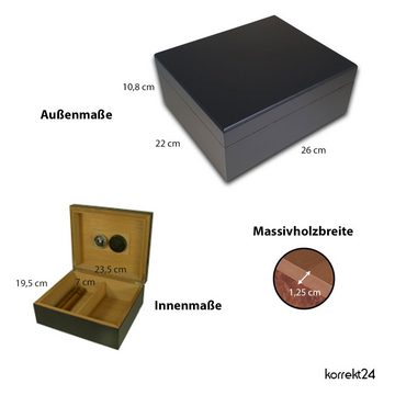 Coumo Humidor Edles Schwarzes Geschenk Set, Für ca. 50 Zigarren, Schneider, Etui