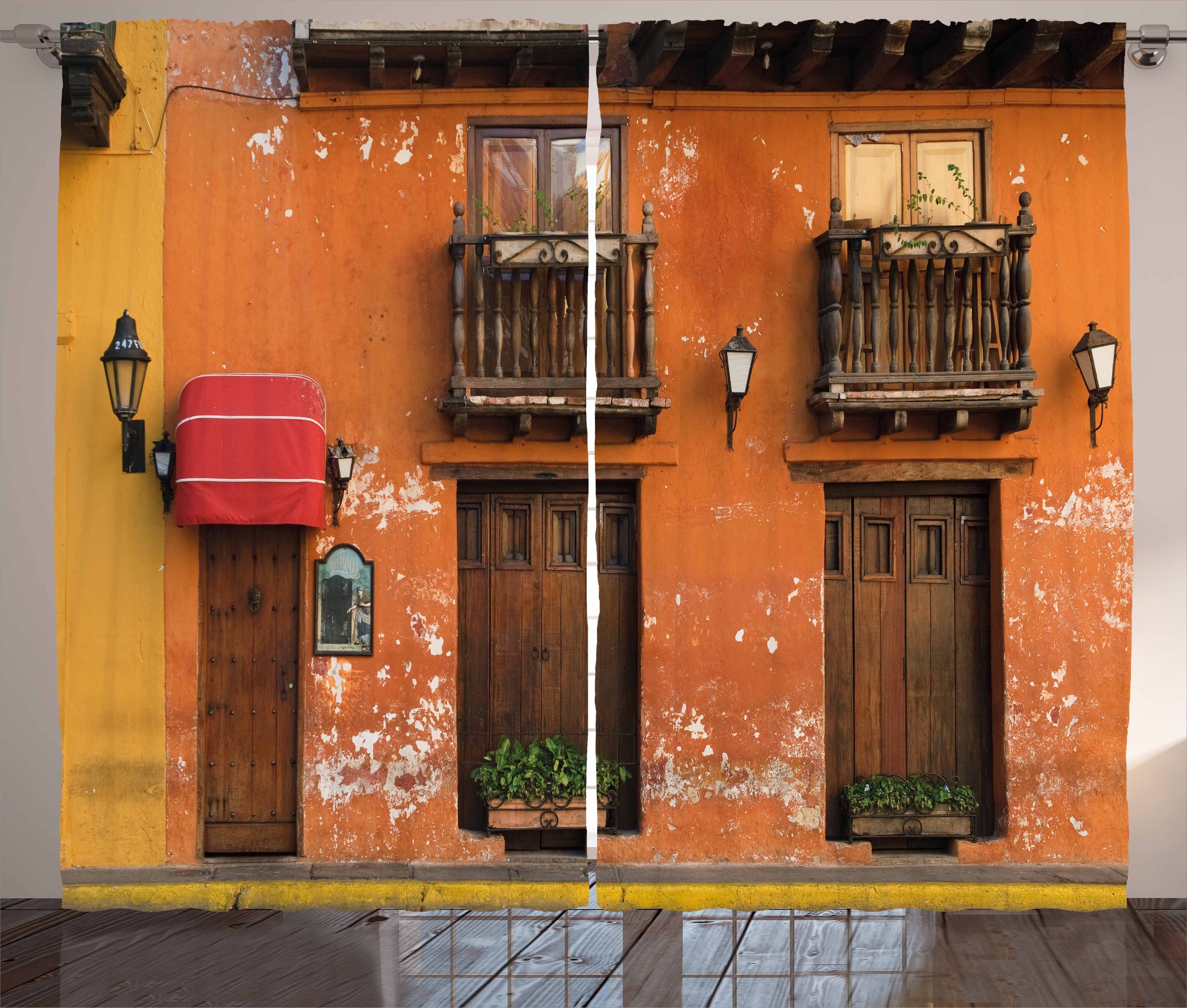 Gardine Schlafzimmer Kräuselband Vorhang mit Schlaufen und Haken, Abakuhaus, Amerika Cartagena Streets Foto