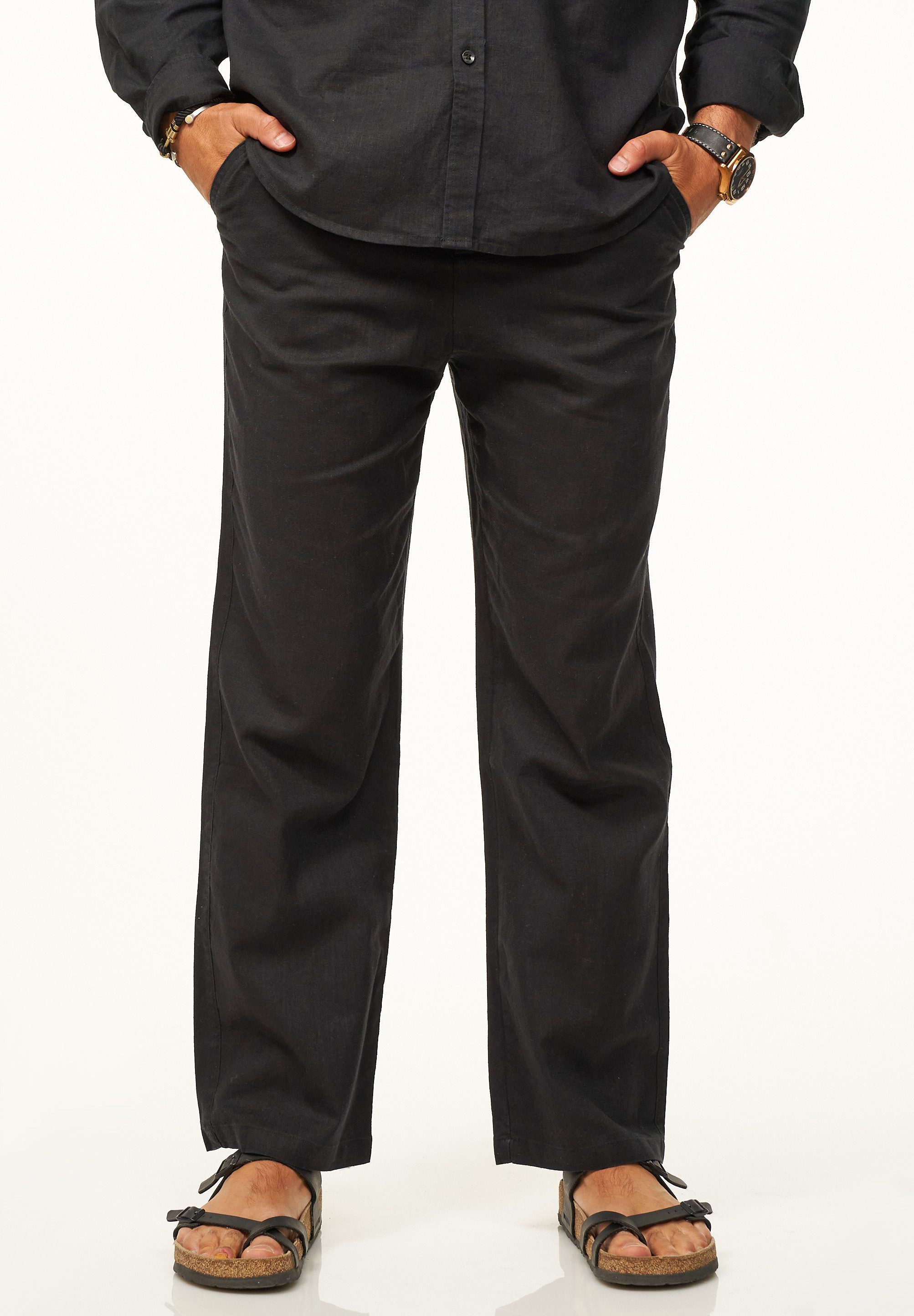 DAILY COTTON Leinenhose für Herren aus 100% Leinen luftige Sommerhose Leichte Hose mit Gürtelschlaufen - Stoffhose im Sommerstyle