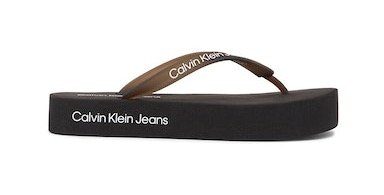 Calvin Klein Jeans Zehentrenner für FLATFORM SANDAL BEACH LOGO und Strand schwarz-weiß Badeausflüge