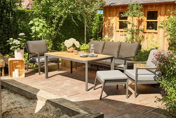 Siena Garden Gartenlounge-Set Londra, (Set, 16-tlg), best. aus 2 Sesseln, 1 Hocker, 1 Sofa, 1 Tisch, 11 Kissen