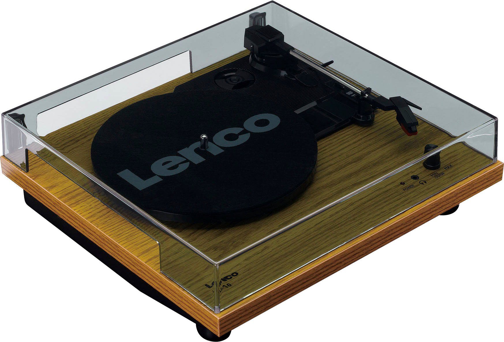 mit (Riemenantrieb) Plattenspieler Lenco Lautsprechern Plattenspieler (Weiß/Holz) LS-10WD