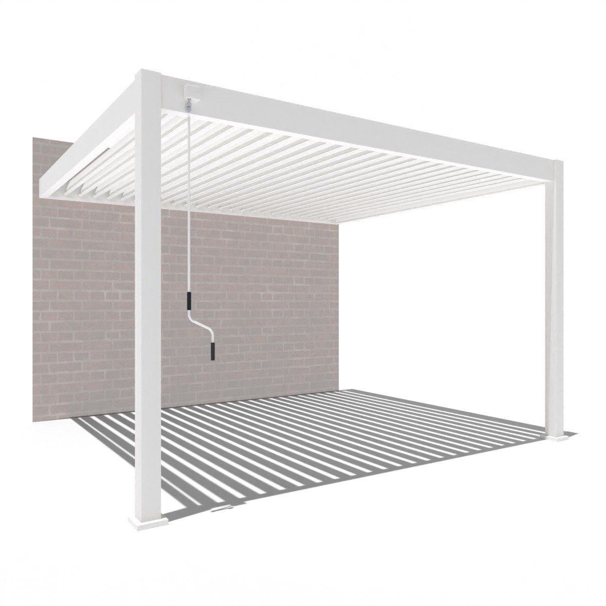 Weide Pergola Deluxe Wand VollAlu Pergola 3 x 4 M Lamellendach weiß