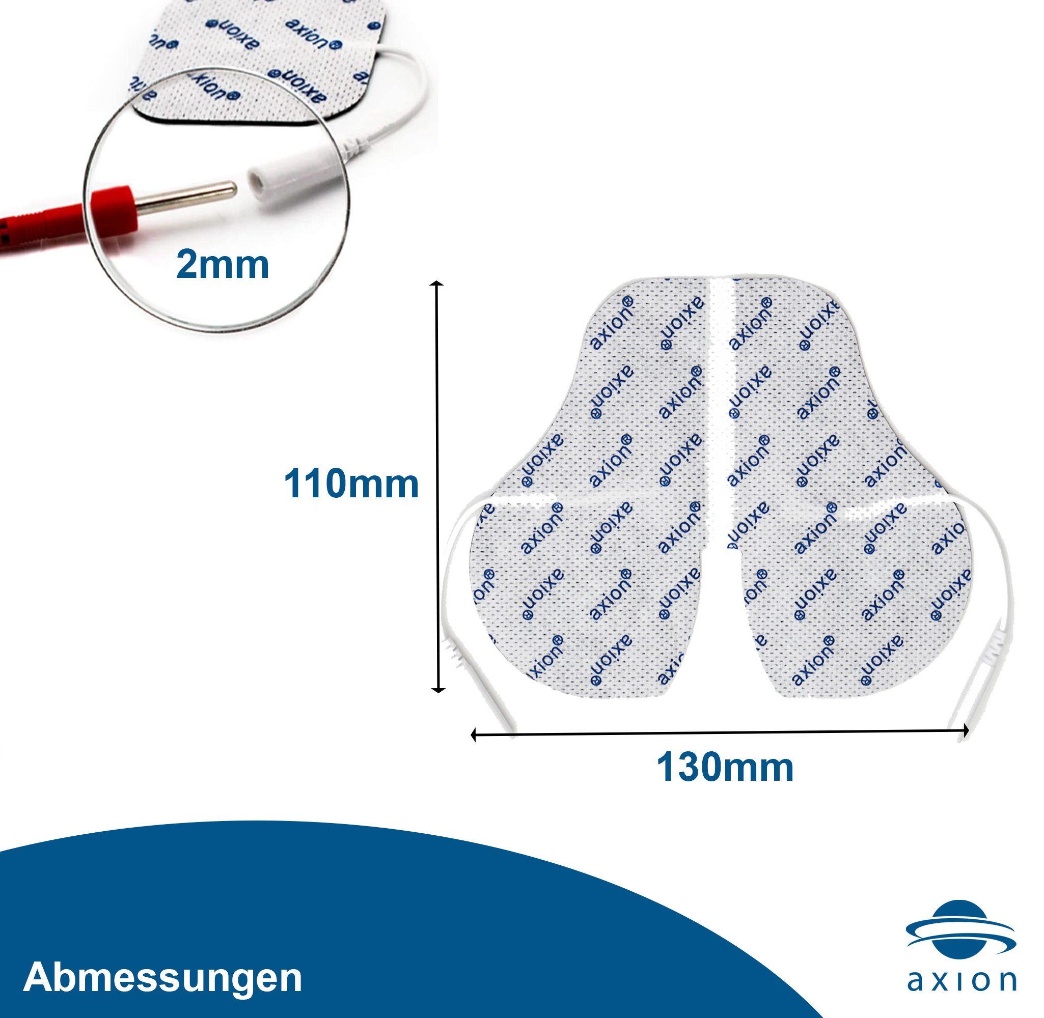 Axion Elektrodenpads passend zu Prorelax, Promed, axion -Nackenelektrode 2mm Steckanschluss, 2 St.,selbstklebende TENS EMS Elektroden für TENS EMS Geräte