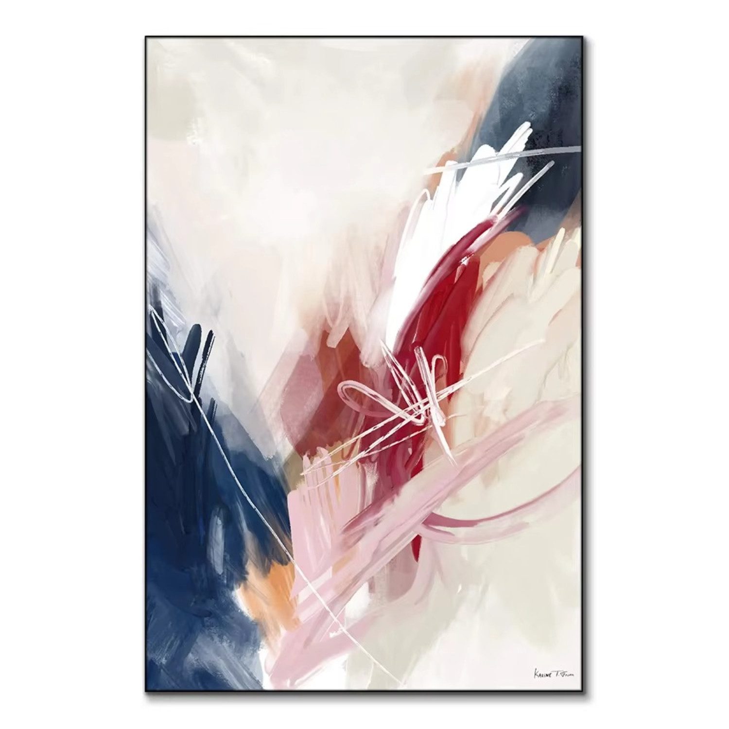 TPFLiving Kunstdruck OHNE RAHMEN, Moderne nordische Kunst im Grafitti-Stil (Leinwandbild XXL), Farben: Farben: beige, blau, weiß, rot -Größe: 20x30cm