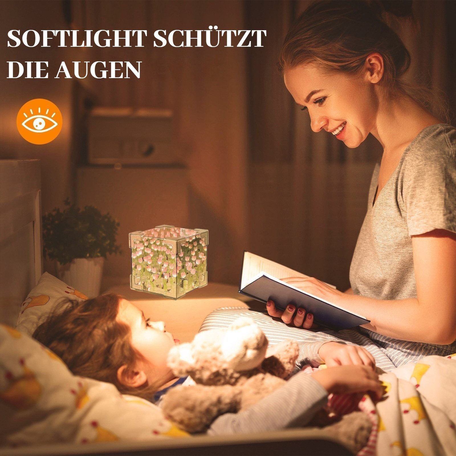 BlingBin Nachtlicht Tulpenwürfel Spiegel Lampe Tulpen Nachtlicht Blumen Tis günstig online kaufen