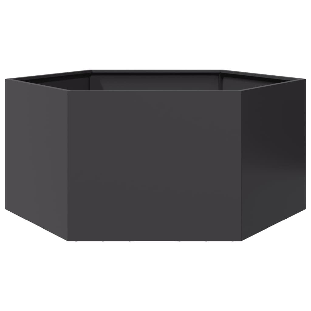 vidaXL Pflanzkübel, Pflanzkübel Schwarz Sechseckig 104x90x45 Stahl