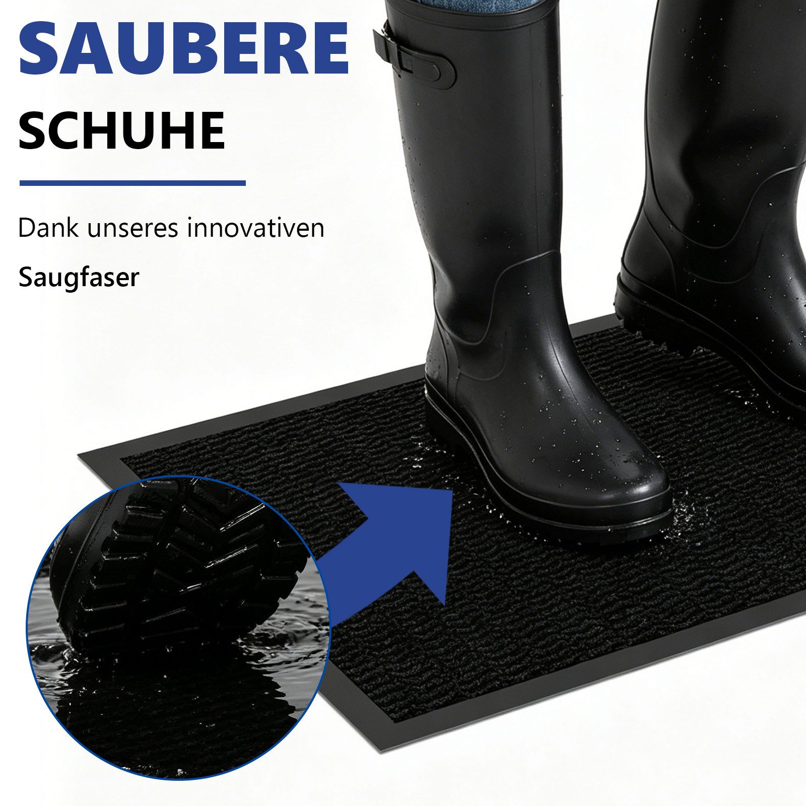 SunJas Fußmatte Innen- und Außentürmatte rutschfest Fußmatten saugfähig abriebfest, Fußmatte Eingang, rutschfeste Fußmatte, Innen Außentürmatte