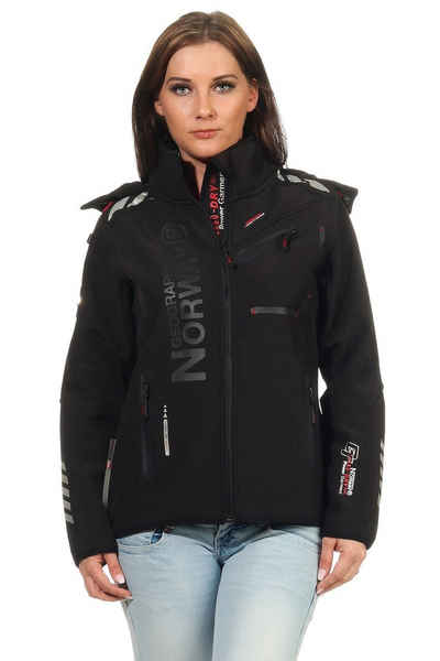 Geographical Norway Softshelljacke Damen Softshell Jacke G-Rose by leyoley mit abnehmbarer Kapuze, hochschließender Kragen