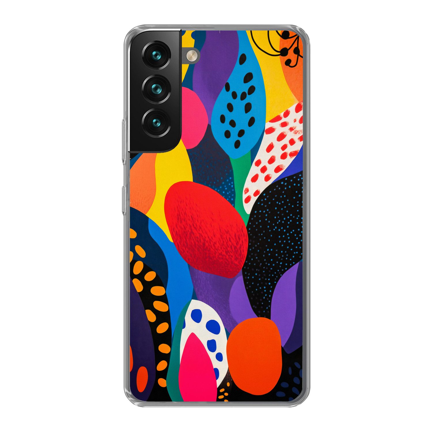 MuchoWow Handyhülle für Samsung Galaxy S22 Blumen - Blätter - Abstrakt - Rot, Phone Case, Silikon, Schutzhülle Dünn