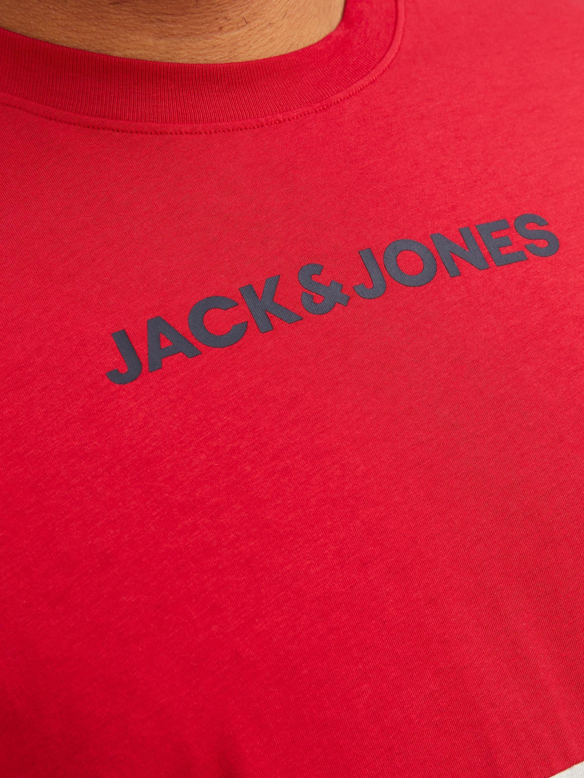 JJEREID TEE red PLS Jack SS Jones NOOS tango PlusSize BLOCKING & Rundhalsshirt
