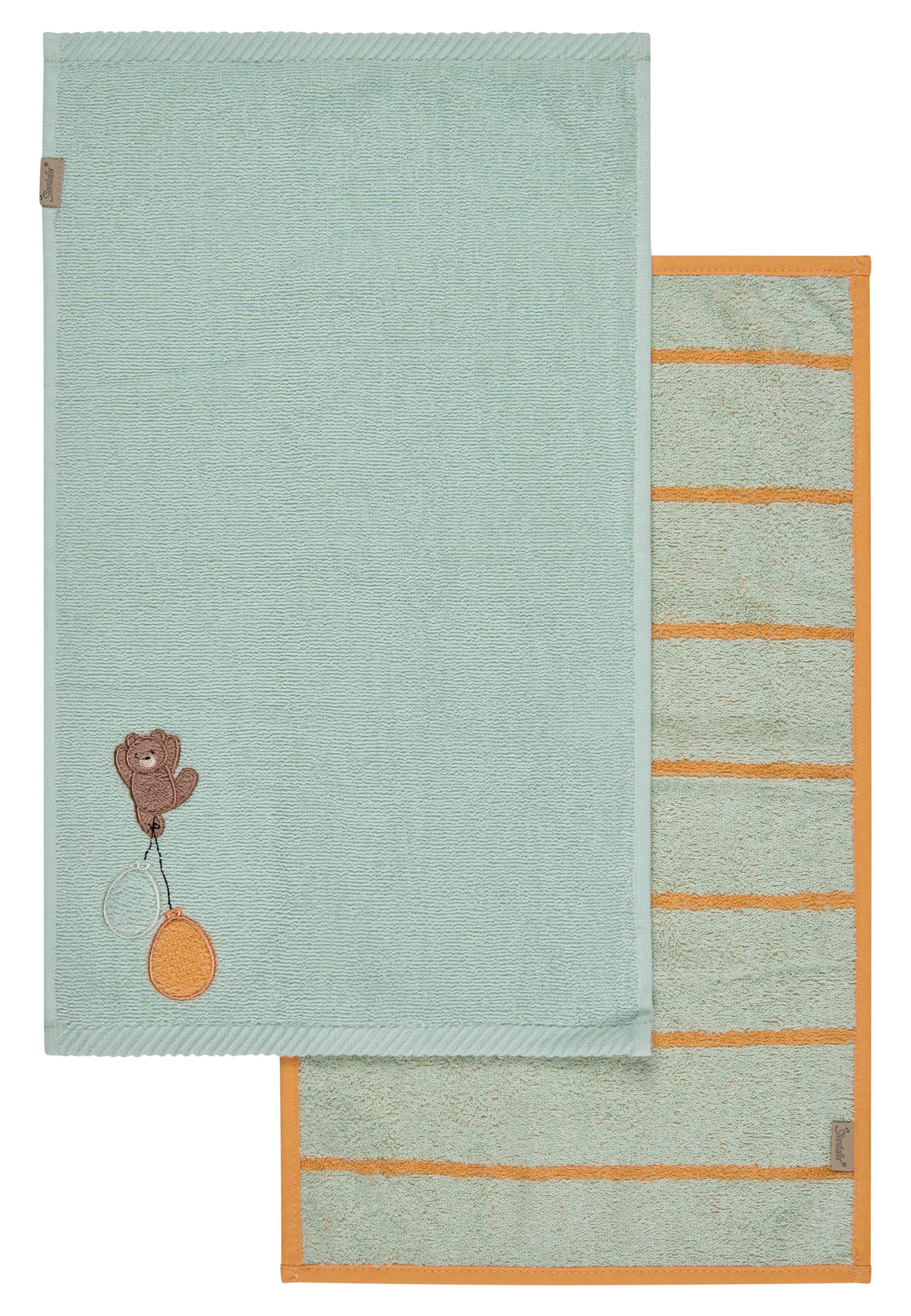 Sterntaler® Handtücher Kinderhandtuch 2er-Pack BÄR Bo, Frottee (1-St), Kinderhandtuch DP, aus Frottee, schöne Webkanten, süßer Applikationen