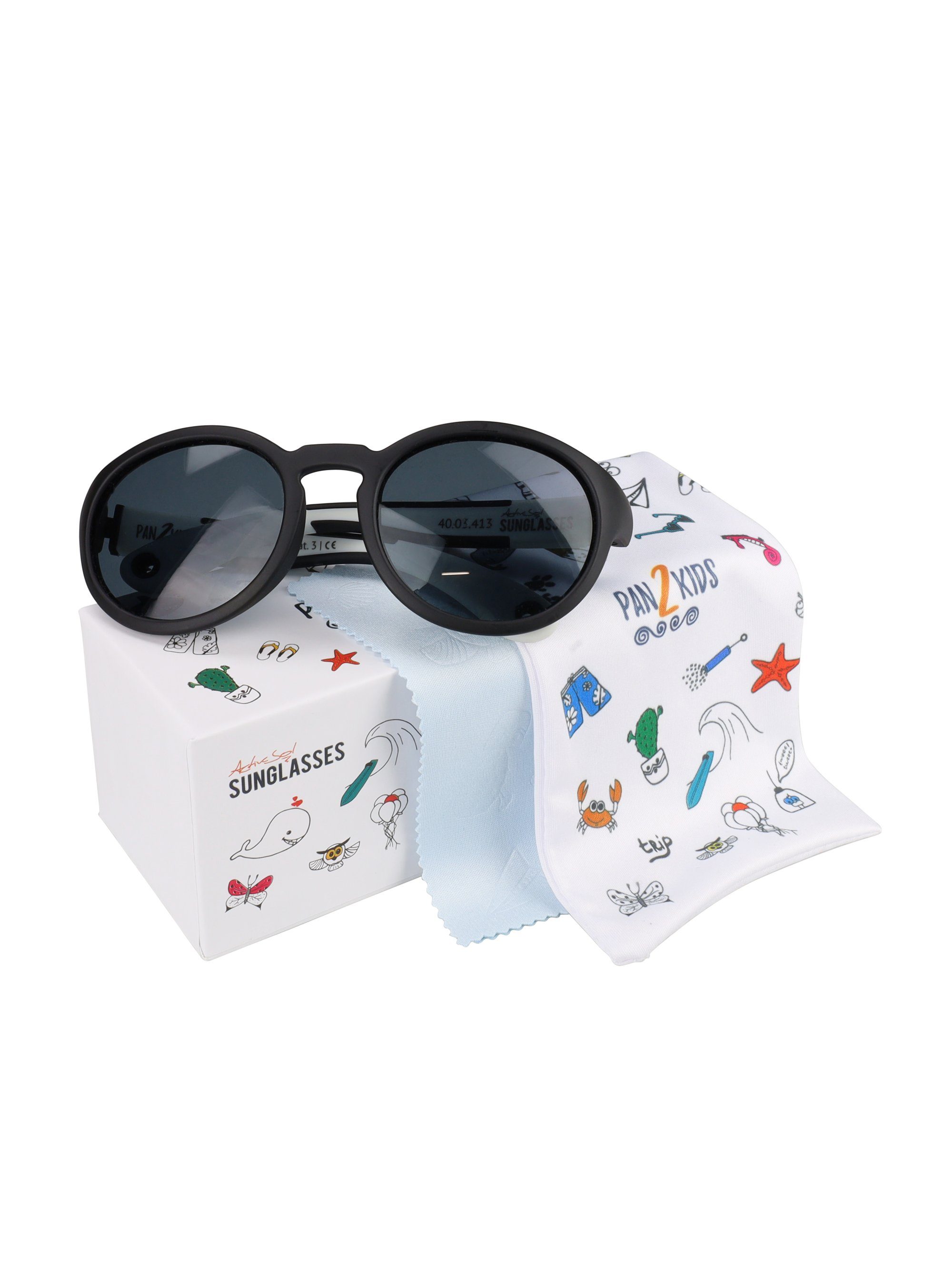 - 2 White 5 SUNGLASSES Pan2Kids, für Design, Sonnenbrille ActiveSol Black and – polarisiert Kinder Panto Jahre,
