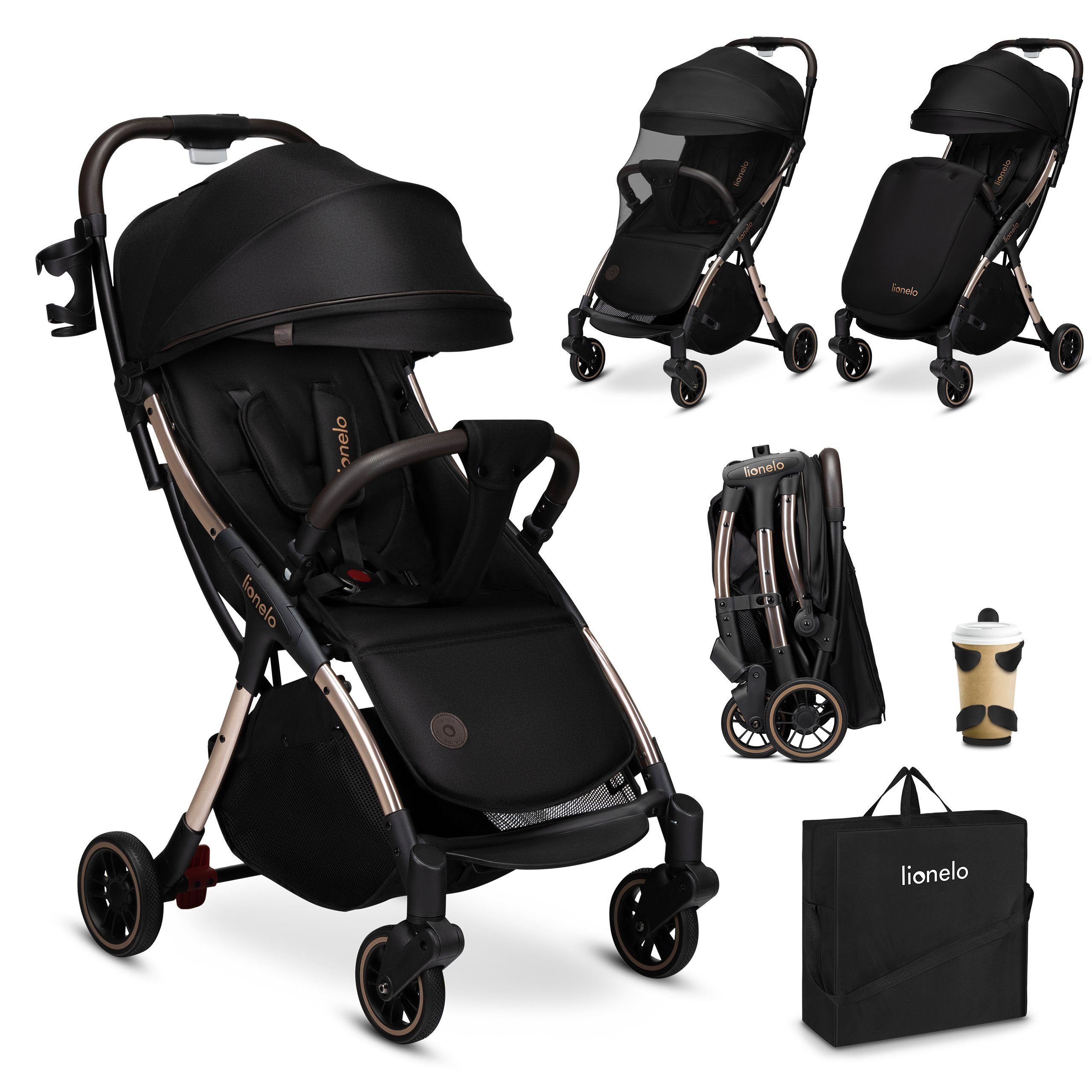 LIONELO Kinder-Buggy JULIE ONE Fußdecke,Getränkehalter,bis 22KG [Airline-Gepäck] mehr
