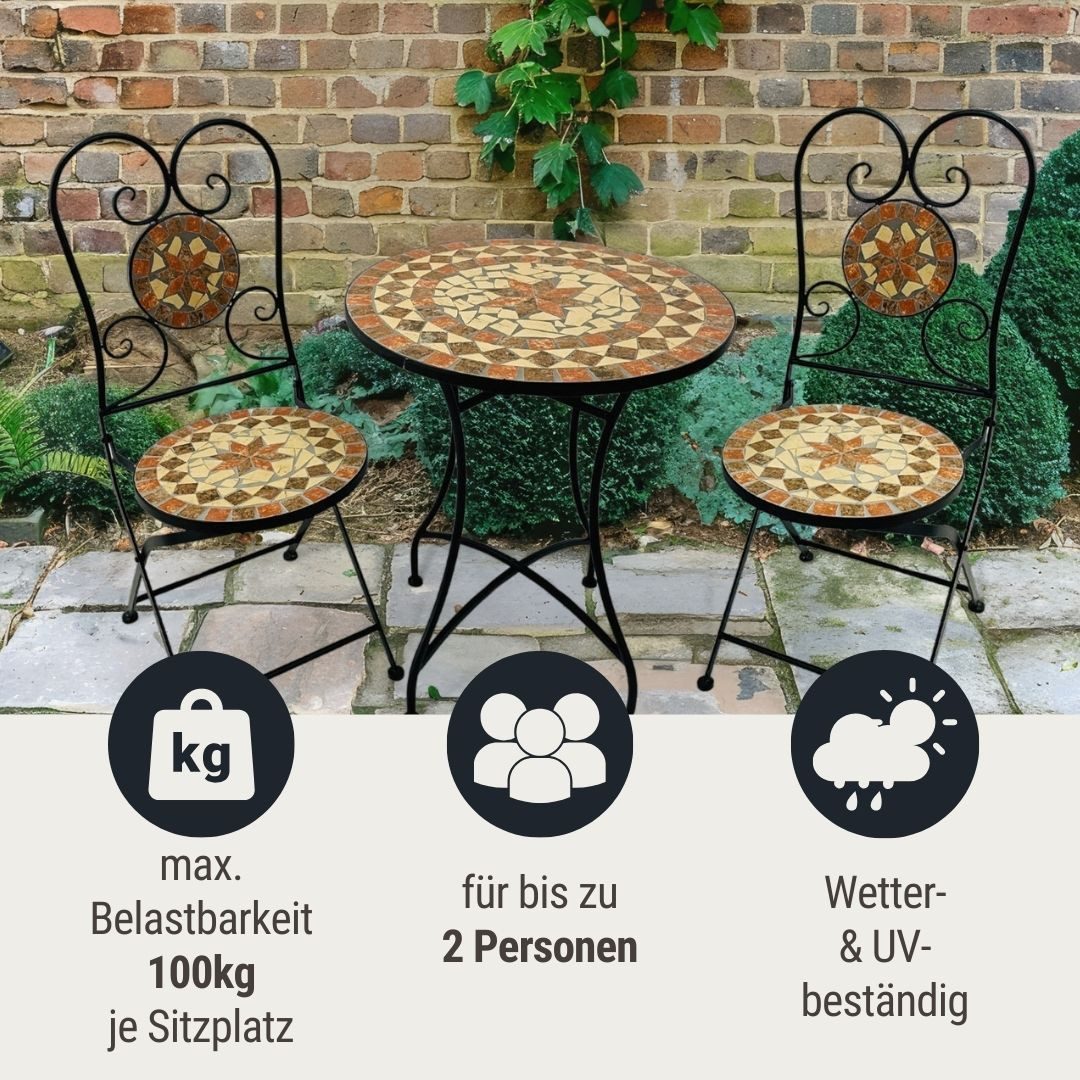 Wohnando Garten-Essgruppe Bistroset "Caspian", Metalltisch, Metallmöbel, günstig online kaufen