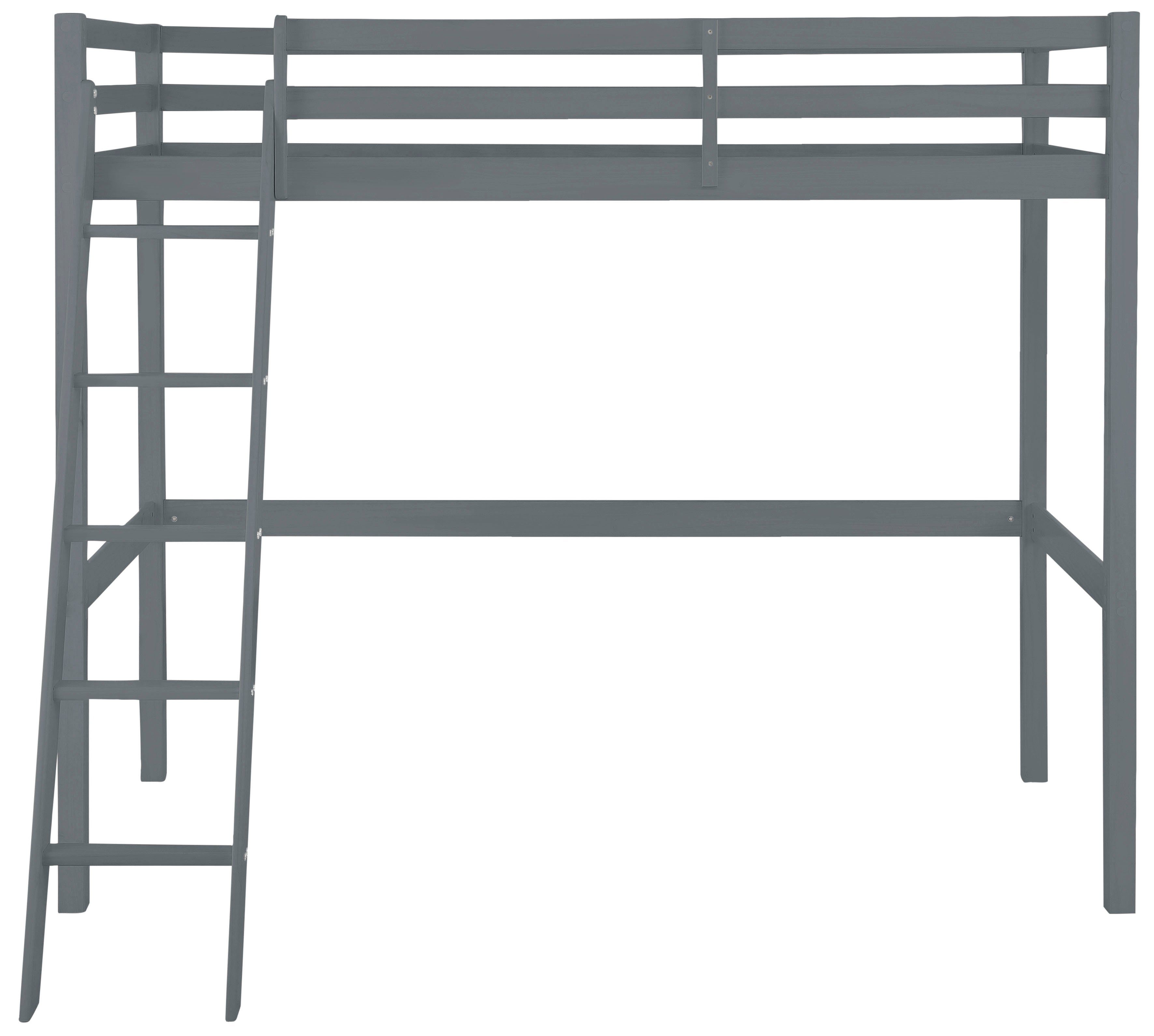 Lattenrost, Lüttenhütt 90x200 Grau Kinderbett Liegefläche und Leiter Kiefernholz, Inklusive cm Alpi,