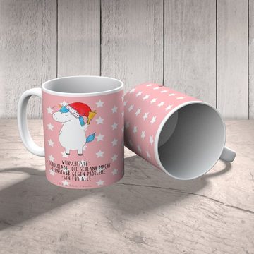 Mr. & Mrs. Panda Tasse Einhorn Weihnachtsmann - Rot Pastell - Geschenk, Wunschzettel, Kaffee, Keramik, Exklusive Motive