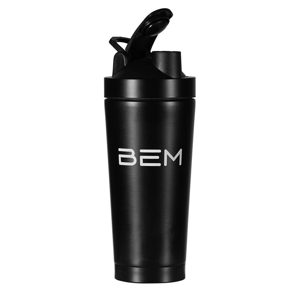 BEM Protein Shaker 750ml Thermoflasche Mixbecher mit Shaker Ball, Edelstahl, (2-tlg., Fitness / Eiweiß / Protein Shaker mit Kugel), Doppelwandig Vakuum isoliert