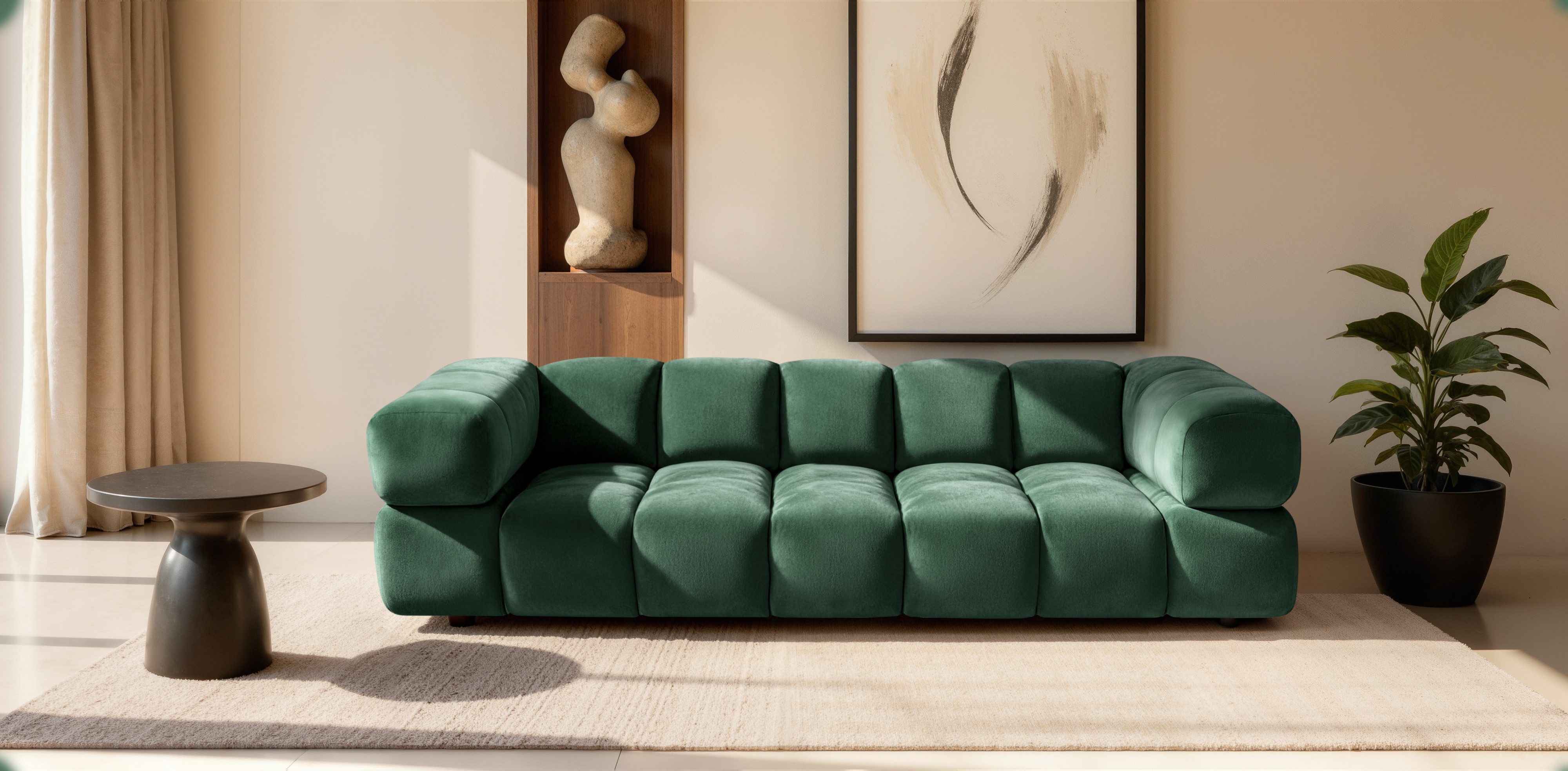 Kaiser Möbel Sofa 4-Sitzer für Wohnzimmer, Samtstoff Bluvel, Averro, 4-Sitzer, Edler Samt-Look mit leichtem Glanz, 4-Sitzer-Sofa für große Wohnräume