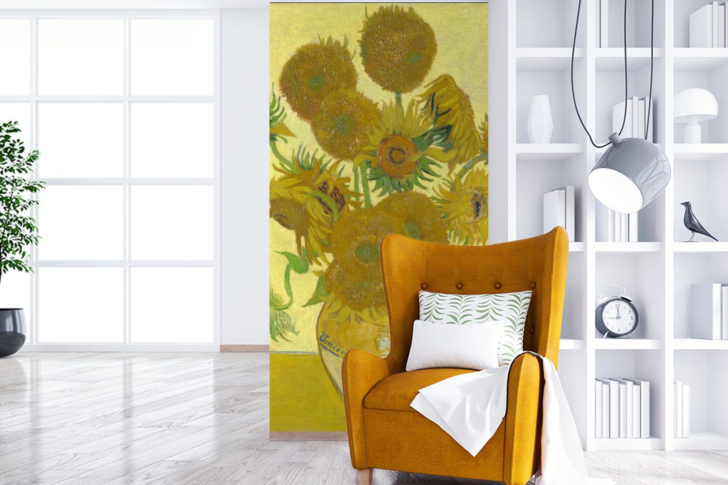 Vliestapete MuchoWow Wohnzimmer für van Fototapete - bedruckt, Fototapete Gogh, Vincent Küche, (2 St), Schlafzimmer Matt, Sonnenblumen