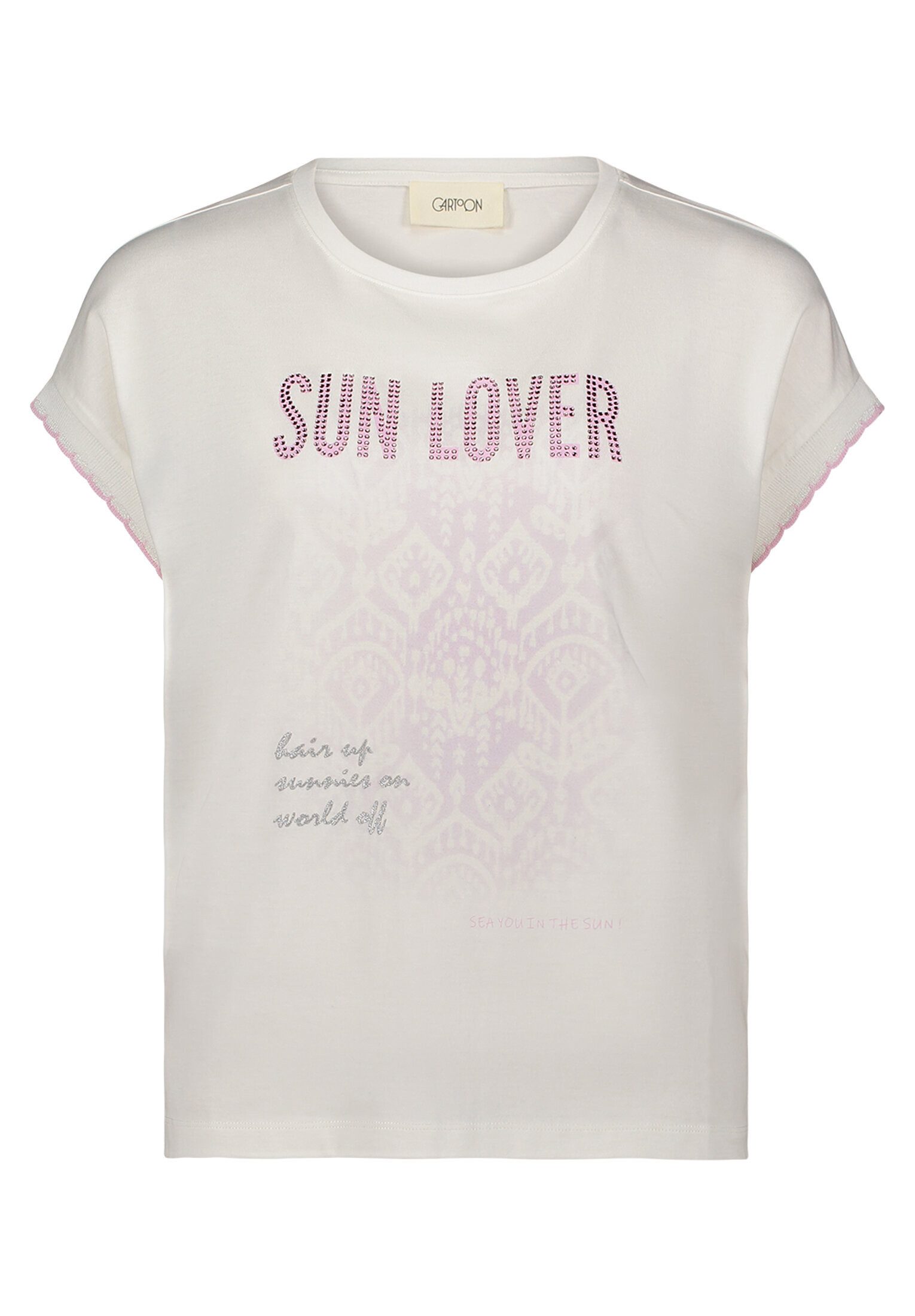Cartoon Kurzarmshirt Damen mit Rundhalsausschnitt (1-tlg) Rippbündchen