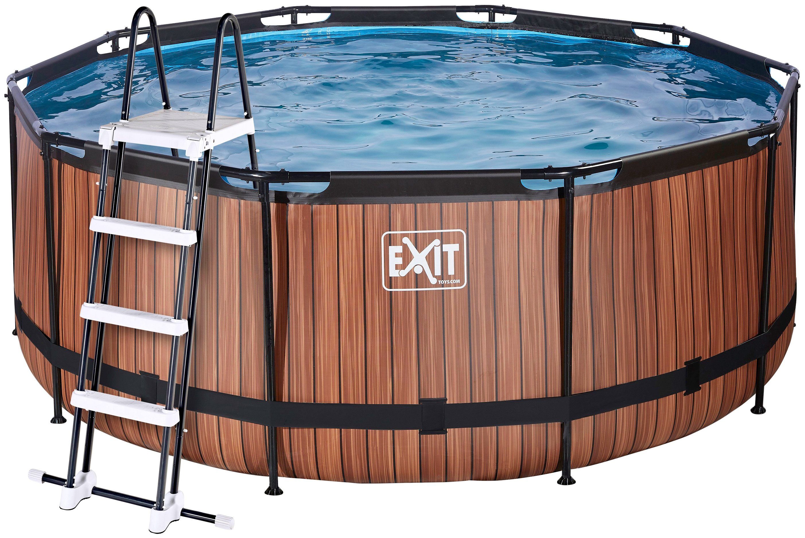 EXIT Framepool inkl. Sicherheitsleiter (Set, 4-tlg), ØxH: 360x122 cm, mit Kartuschenfilter-Pumpe & Filterkartusche