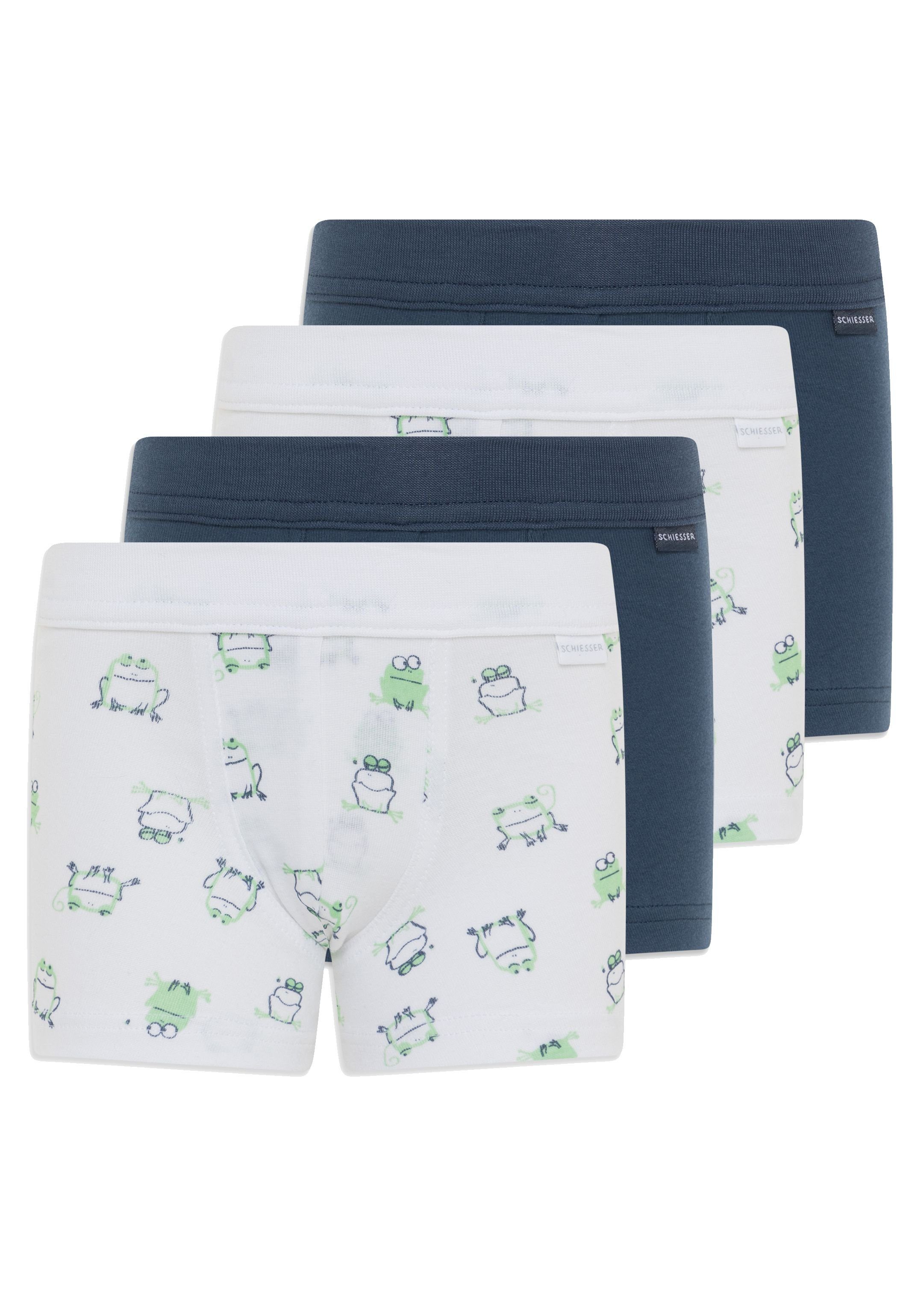 Schiesser Retro Boxer 4er Pack Feinripp Organic Cotton (Spar-Set, 4-St) Retro Short / Pant - Baumwolle - Ohne Eingriff - Atmungsaktiv