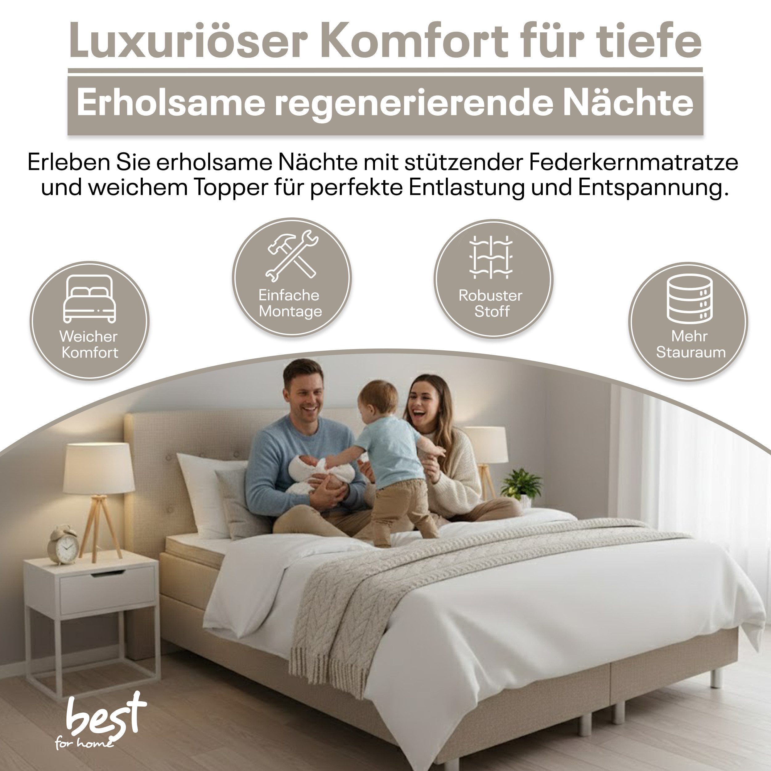 Best for Home Boxspringbett Boxspringbett NEO mit Bonellfederkern & 5 cm To günstig online kaufen