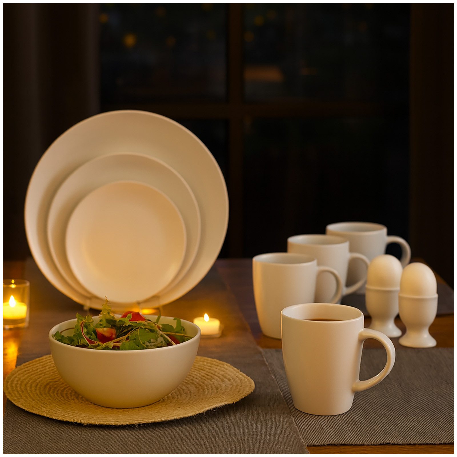 NTK-Collection Frühstücks-Geschirrset 20-teiliges Tafelservice in Weiß (20-tlg), Keramik, Frühstücksset Geschirrset