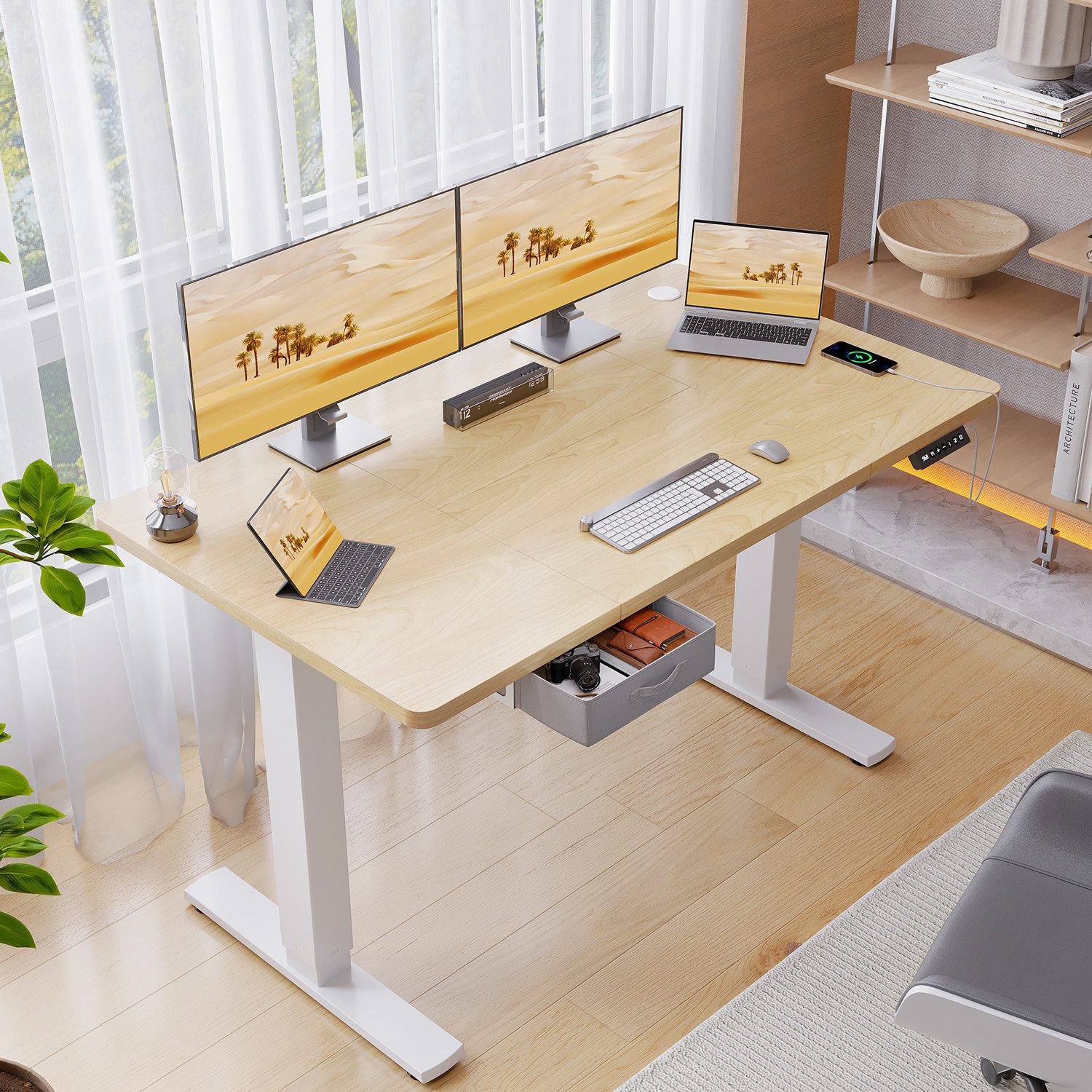 HOMALL Schreibtisch mit Memory-Funktion, höhenverstellbar, breitere Tischpl günstig online kaufen