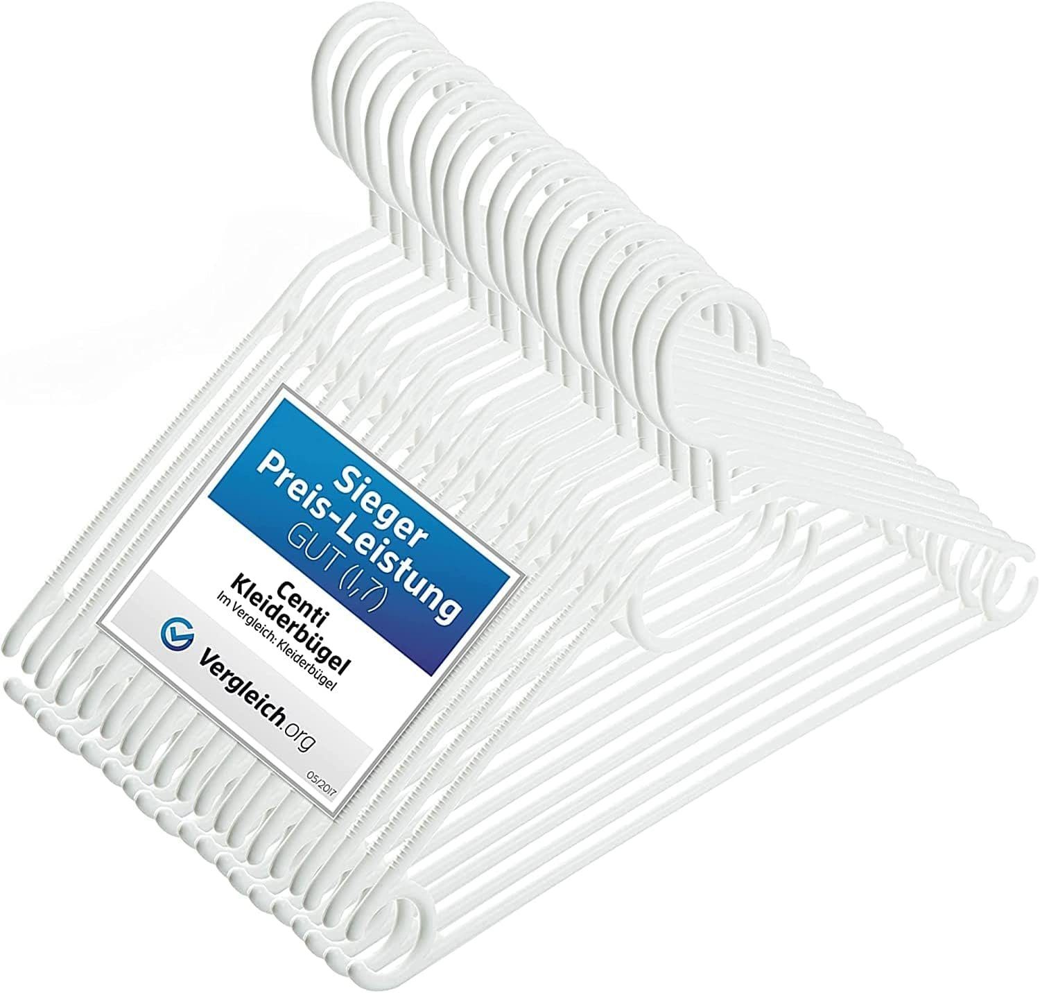 Centi Kleiderbügel 20 Kleiderbügel weiß Kunststoff, Bügel mit drehbaren Hak günstig online kaufen