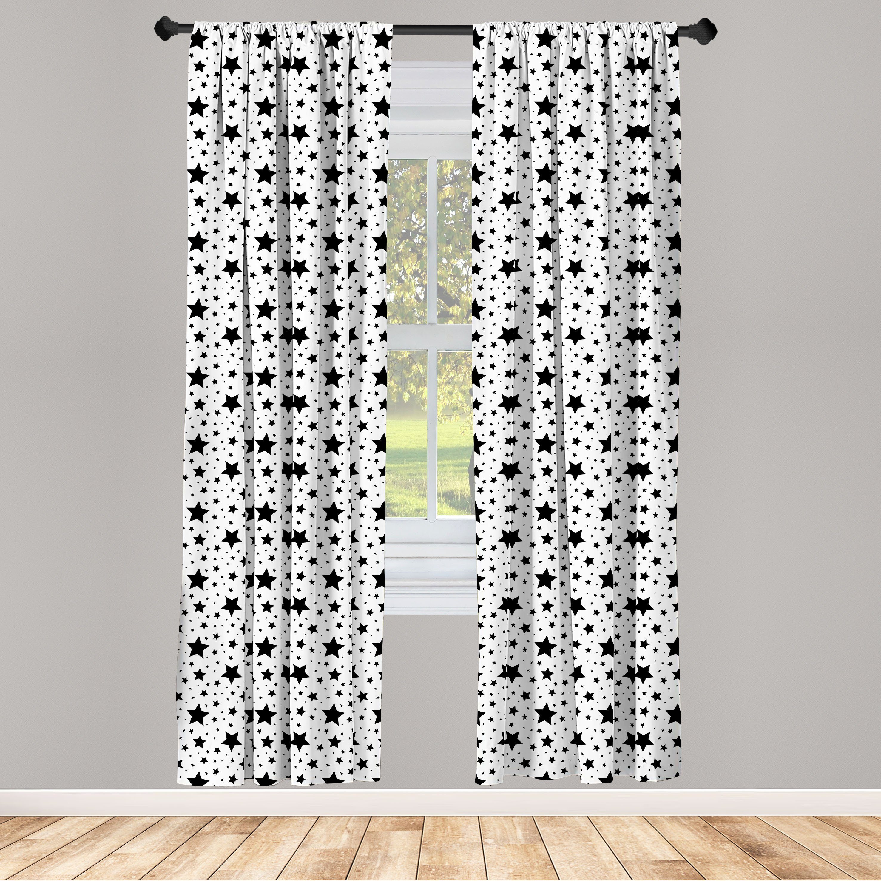 Gardine Vorhang für Wohnzimmer Schlafzimmer Dekor, Abakuhaus, Microfaser, Star Monochrome Abstraktes Motiv
