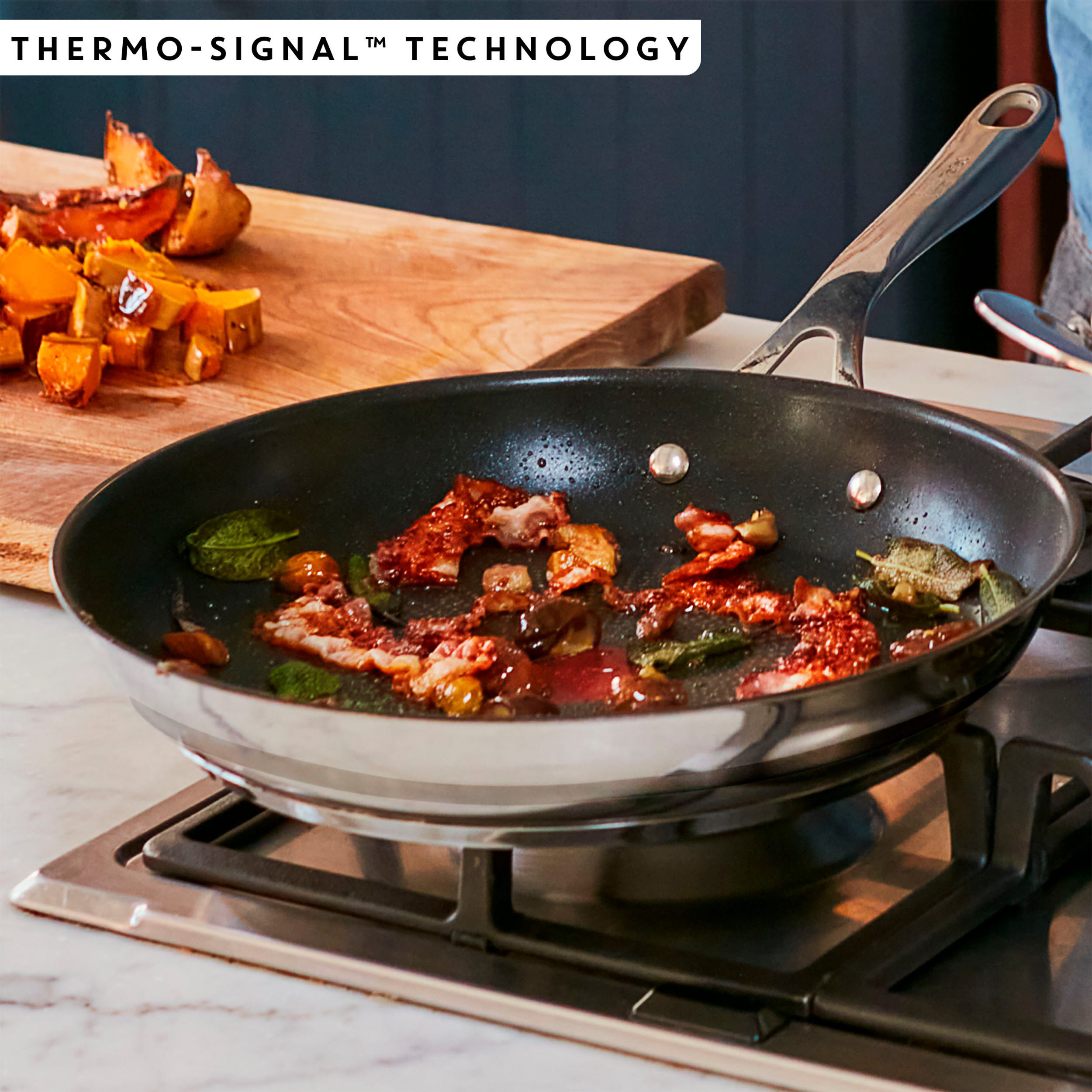 Tefal Wok Jamie Oliver E31019 Cook Smart, Edelstahl, Antihaftversiegelung, Thermo-Signal, Induktion, Ø 28 cm