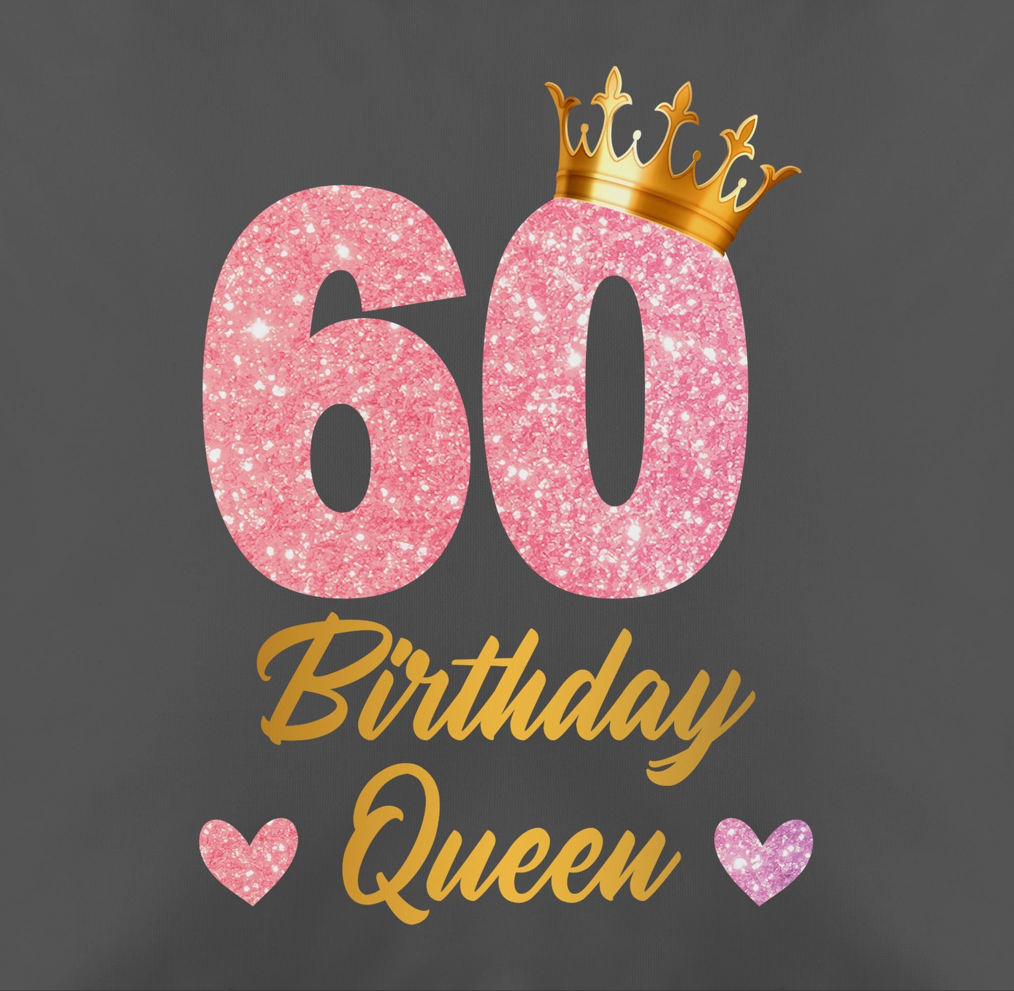 Geburtstags Königin 60 Birthday 2 Queen Shirtracer Dekokissen Kissen 60, Geburtstagsgeschenk 60. Geburtstag Grau