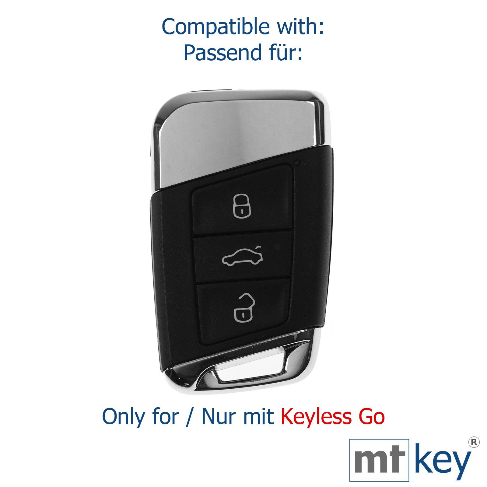 VW Schutzhülle Arteon Passat Softcase für Schlüsseltasche Kodiaq SMARTKEY KEYLESS Autoschlüssel Schwarz, 3 Skoda mt-key Silikon B8 Tasten