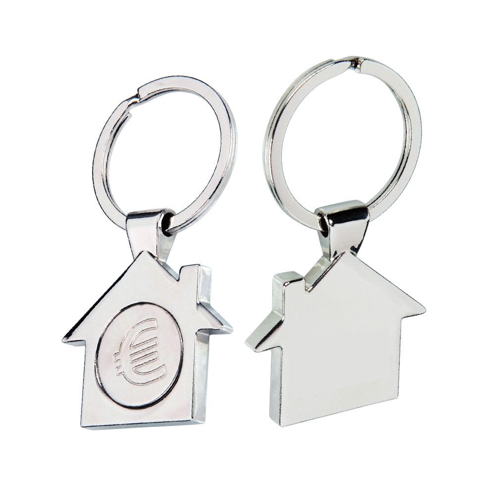 Best Offer Schlüsselanhänger Metall-Schlüsselanhänger "Haus" / in Hausform mit Einkaufschip