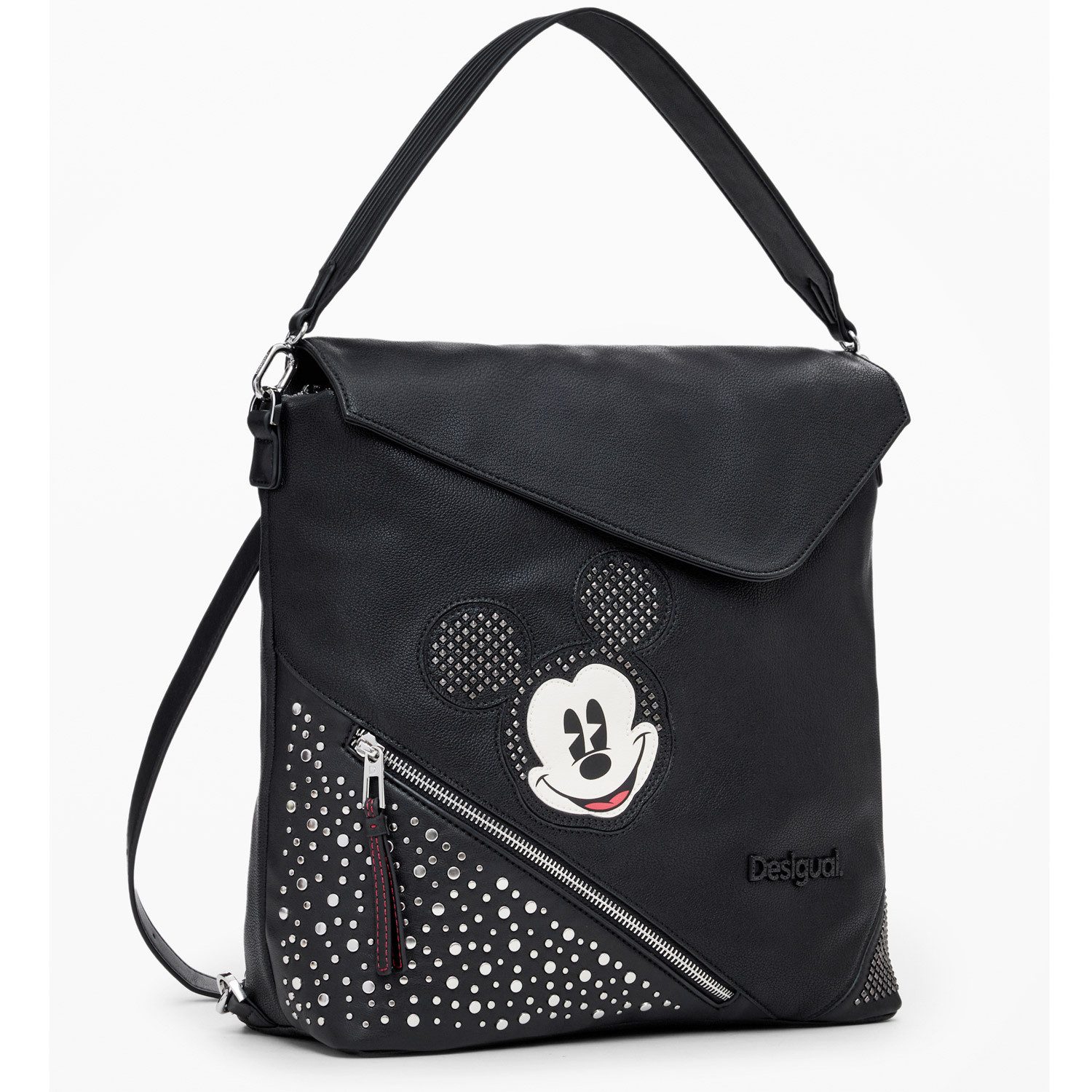 Freizeitrucksack Desigual Damen Rucksack/Tasche 2in1 Mickey Studstyle Jersey Black