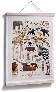 Wall-Art Poster Africa Safari Tiere Zebra Elefant Löwe, Afrika (1 St), Poster ohne Bilderrahmen