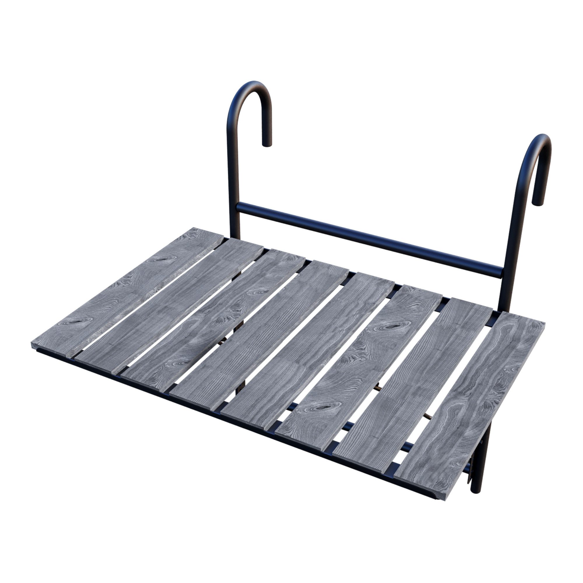 en.casa Balkonhängetisch, »Petäjävesi« klappbar Holz 60 x 40 x 58 cm Grau, strukturiert