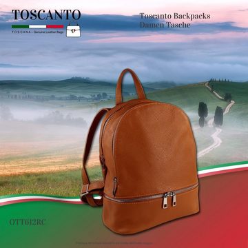 Toscanto Cityrucksack Toscanto Damen Cityrucksack Leder Tasche (Cityrucksack), Damen Cityrucksack Leder, tan, hellbraun, Größe ca. 32cm