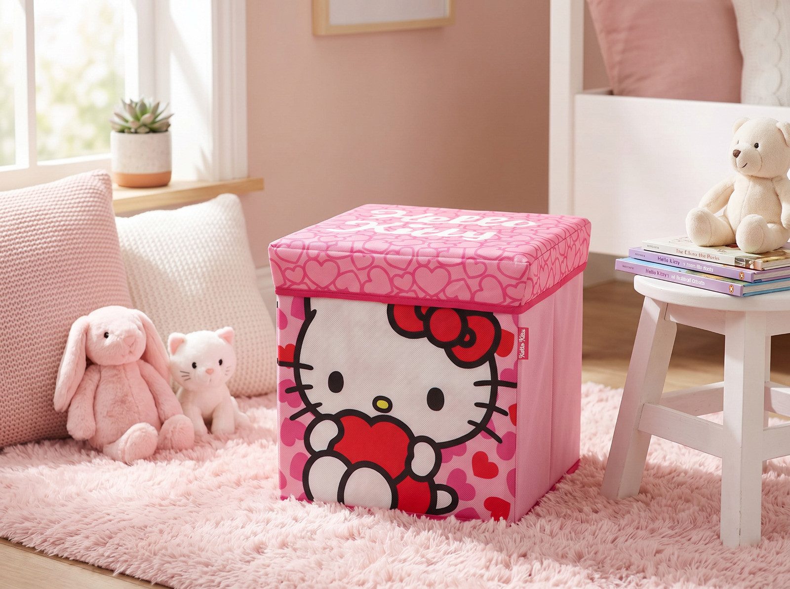 Hello Kitty Allzweckkiste Hello Kitty Kinder Spielzeug Korb Spielzeugkorb Deckel 30x30x30 cm