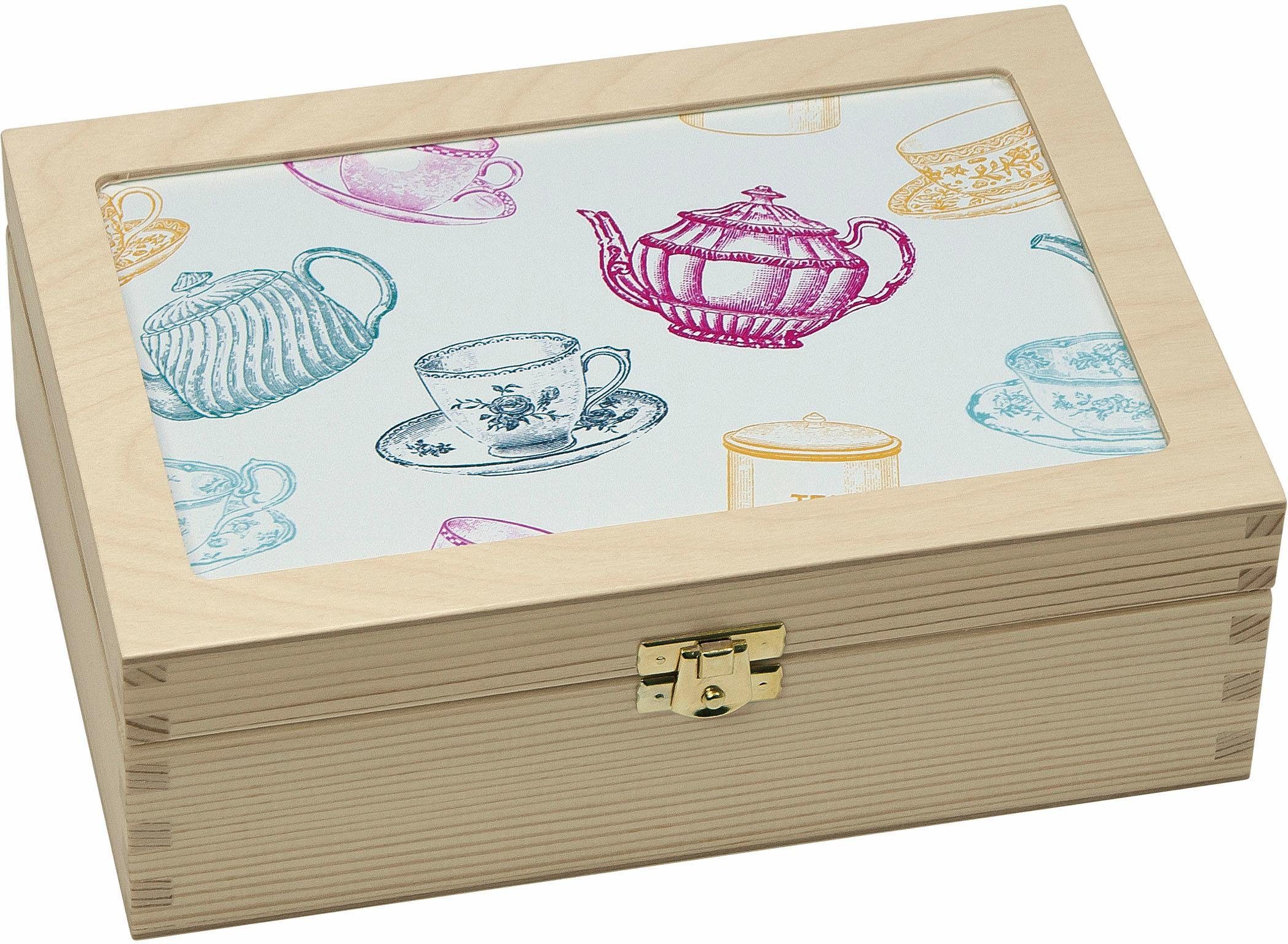 Image of Contento Teebox »Tassen/Kannen grafisch«, Holz, (1-tlg)