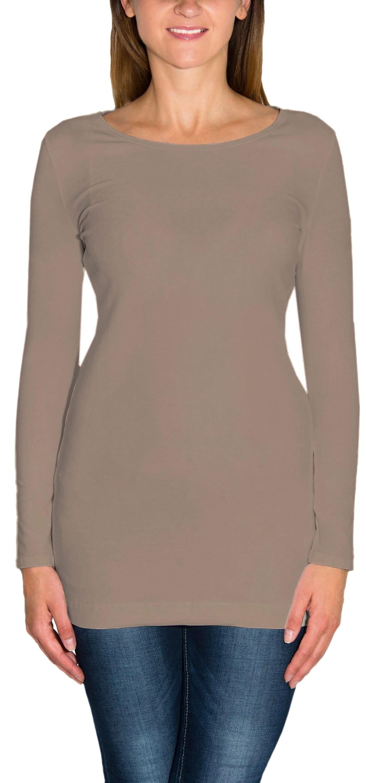 Alkato Langarmshirt Alkato Damen Langarm Longshirt günstig online kaufen