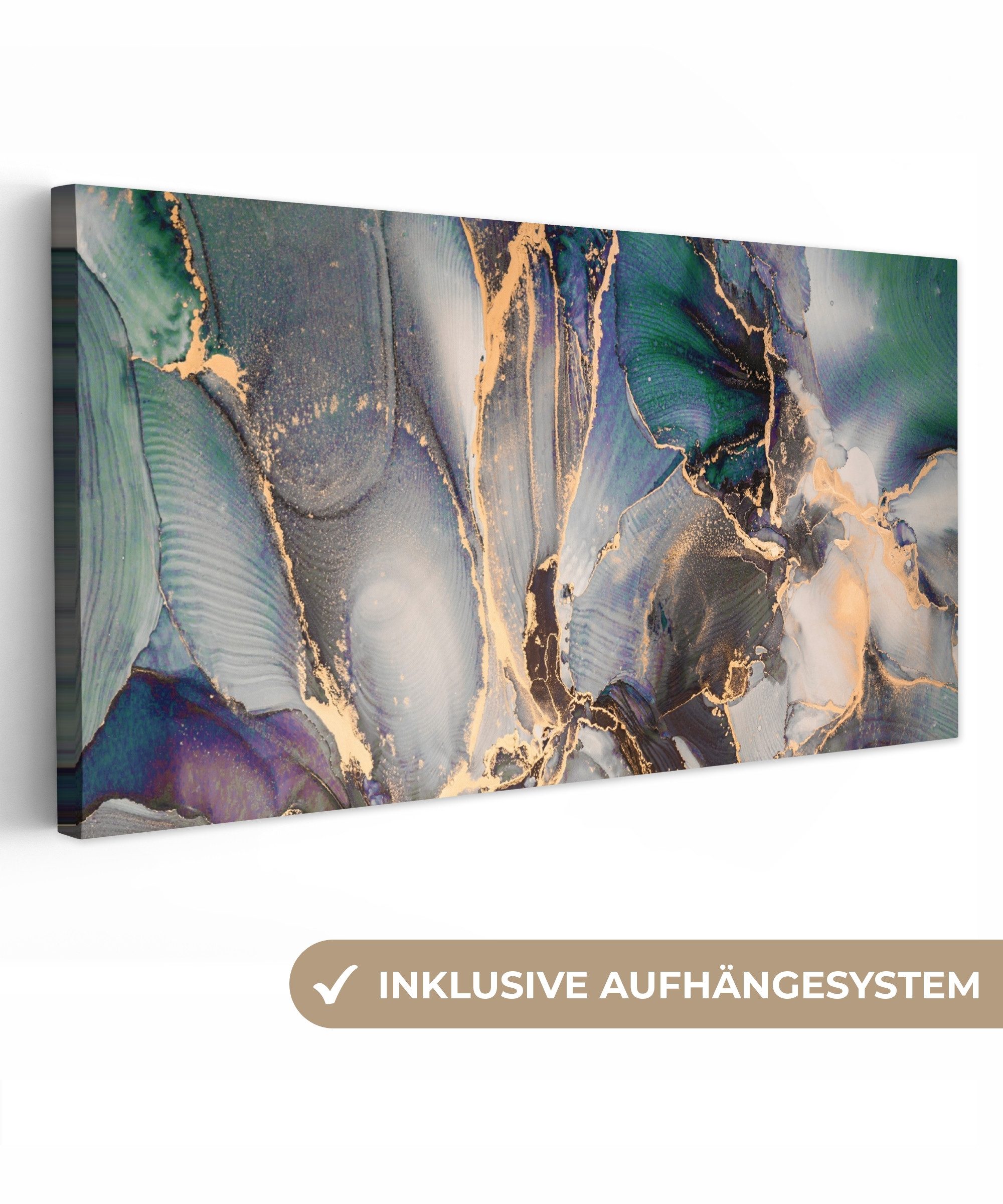 OneMillionCanvasses® Leinwandbild Panorama Gold - Blau günstig online kaufen