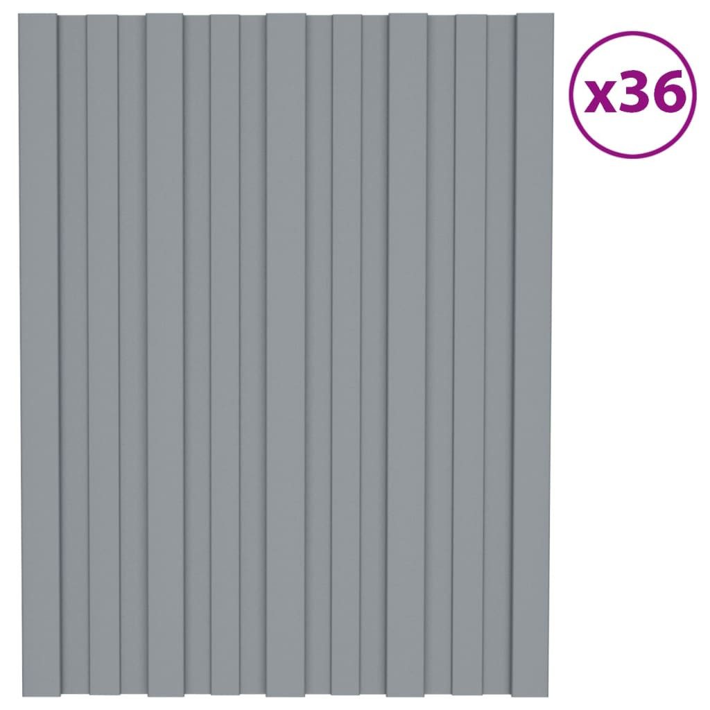vidaXL Dachschindeln Dachpaneele 36 Stk Verzinkter Stahl Silbern 60x45 cm Dacheindeckung We
