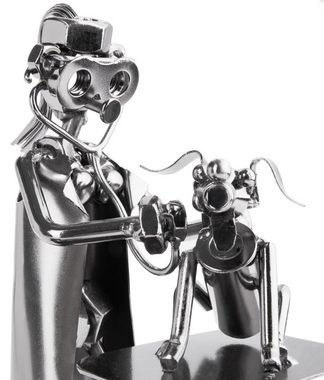 BRUBAKER Dekofigur Metallskulptur Schraubenmännchen Tierärztin (1 St., mit Notizzettelfach, Visitenkarten- und Stiftehalter), kunstvolle Geschenkfigur für Tierärzte und Tierarzthelfer*innen, Metallfigur