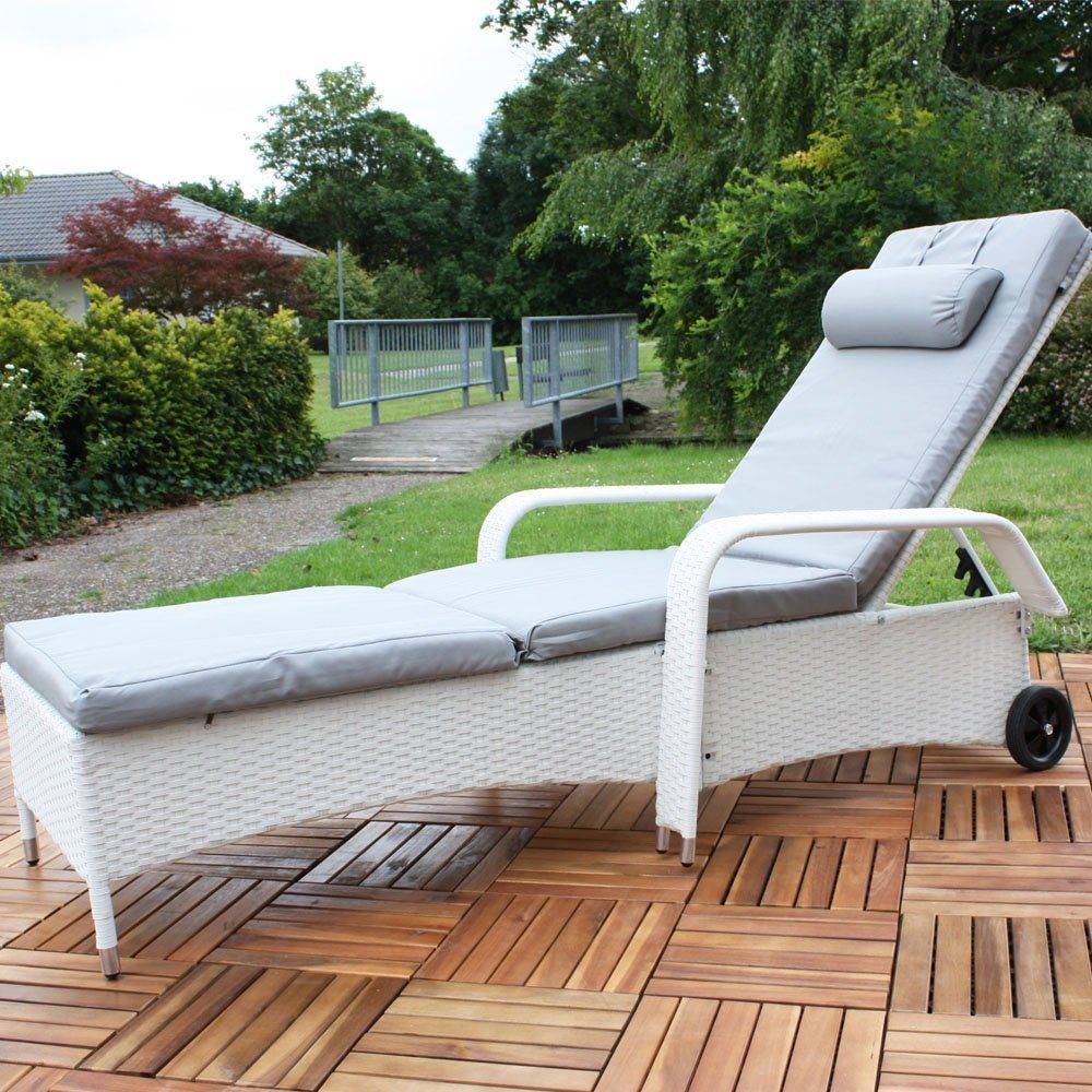 Feel2Home Gartenliege Sonnenliege Polyrattan Gartenlounge Liegestuhl günstig online kaufen